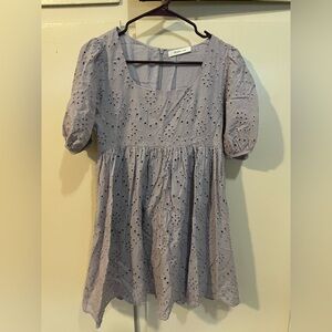 Mustard Seed Lavender Smocked Puff Sleeve Romper Dress